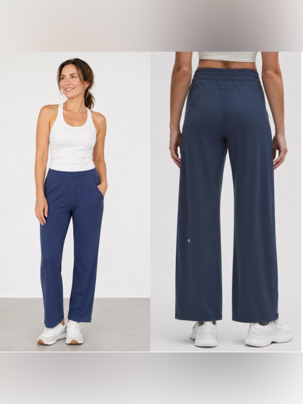 Lululemon Wide Leg Womens Size 16 Blue Yoga Pants Athleisure Activewear Pockets